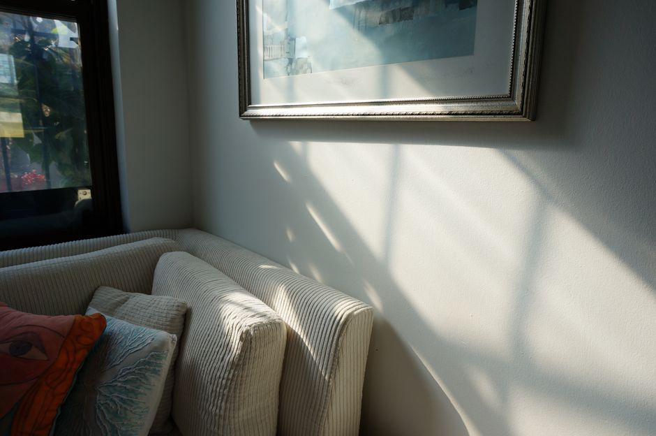A quiet meditation corner lit by morning light